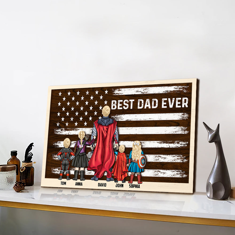 Best Dad Ever Personalized Superhero Family Wooden Art Wood Sign PopCulturePrints