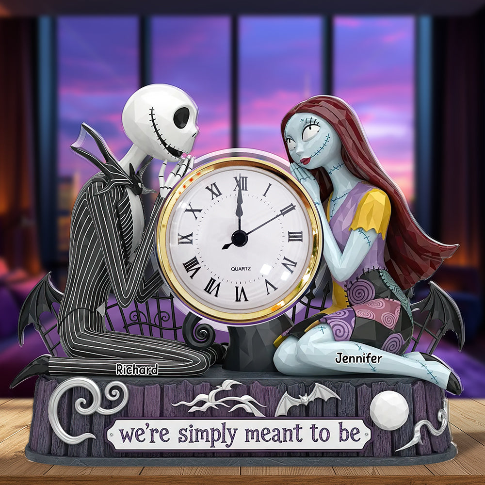 Spooky Couple Desk Clock Plaque - Personalized Gift for Couples Who Love Halloween Clock Plaques PopCulturePrints