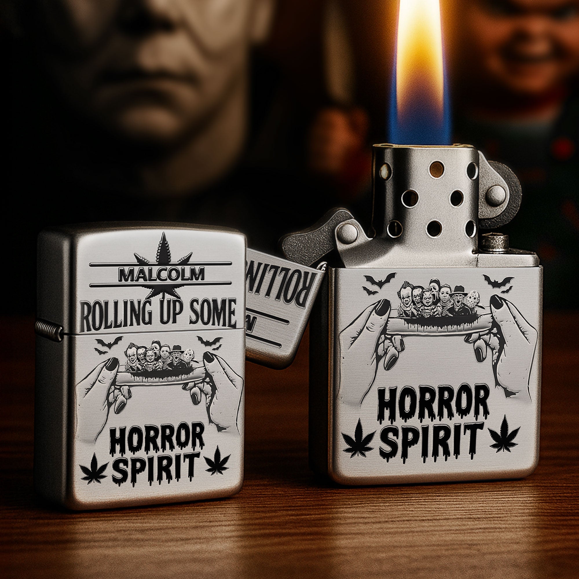 "Rolling Up Some Horror" - Unique Personalized Lighter for Smoking Lovers Lighter PopCulturePrints