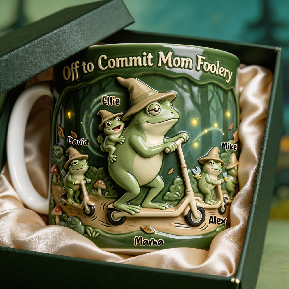 “Off to Commit Mom Foolery” - Custom Silly Frog Mom Coffee Mug - Perfect Gift for Moms, Grandmas and More! Coffee Mug PopCulturePrints
