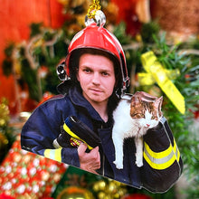 Load image into Gallery viewer, Personalized Firefighter Photo Ornament Ornament PopCulturePrints
