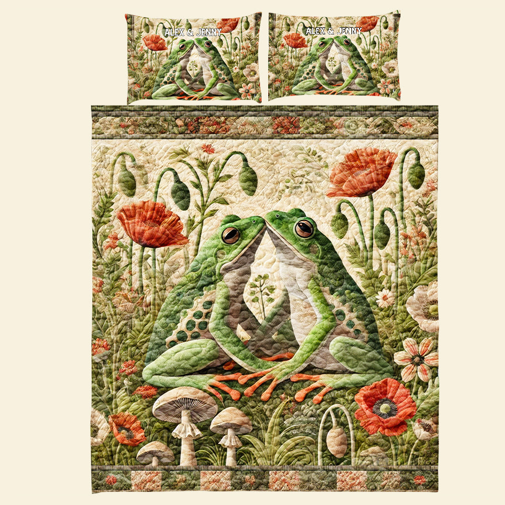Personalized Frog Couple Quilt Bedding Set - Special Edition Blanket PopCulturePrints