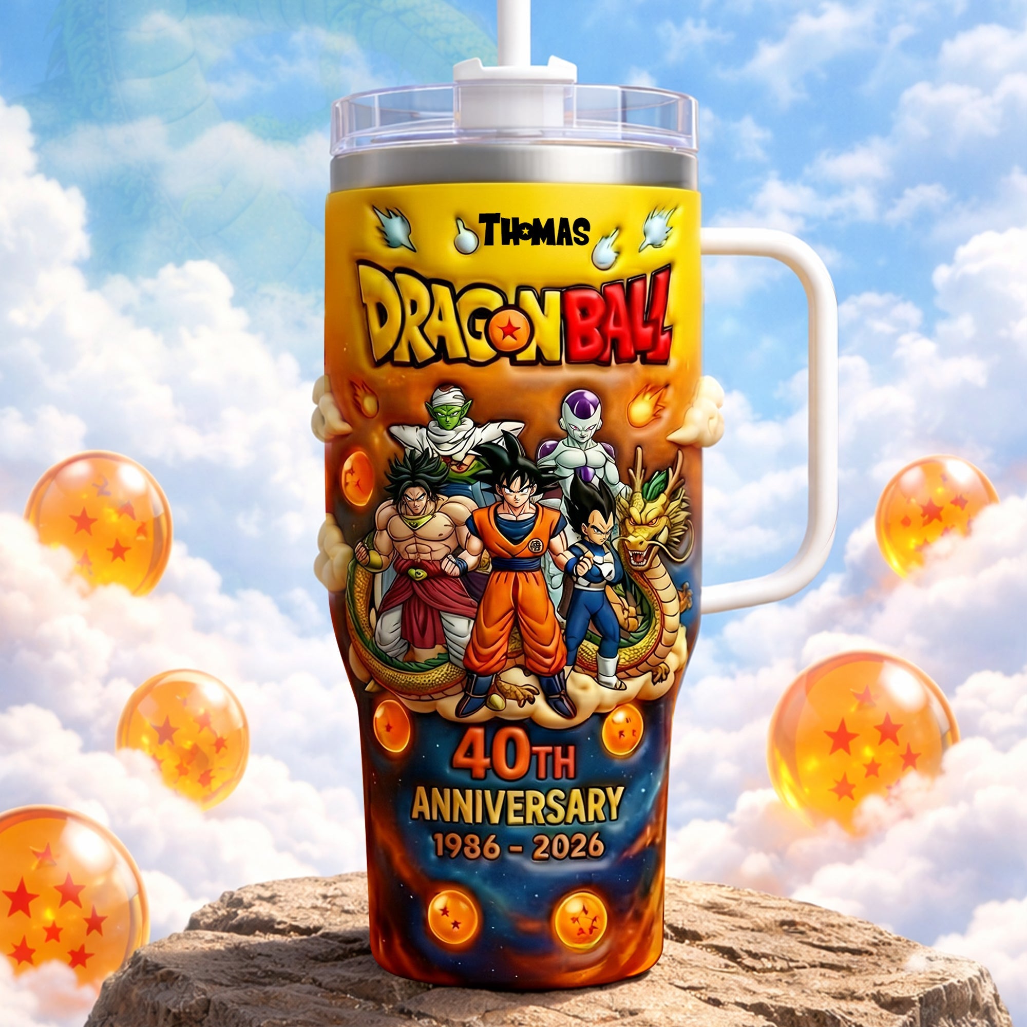 Celebrate Legendary Fighters: 40th Anniversary Dragon Ball Tumbler - Personalized Gift for Fans Tumbler Cup PopCulturePrints