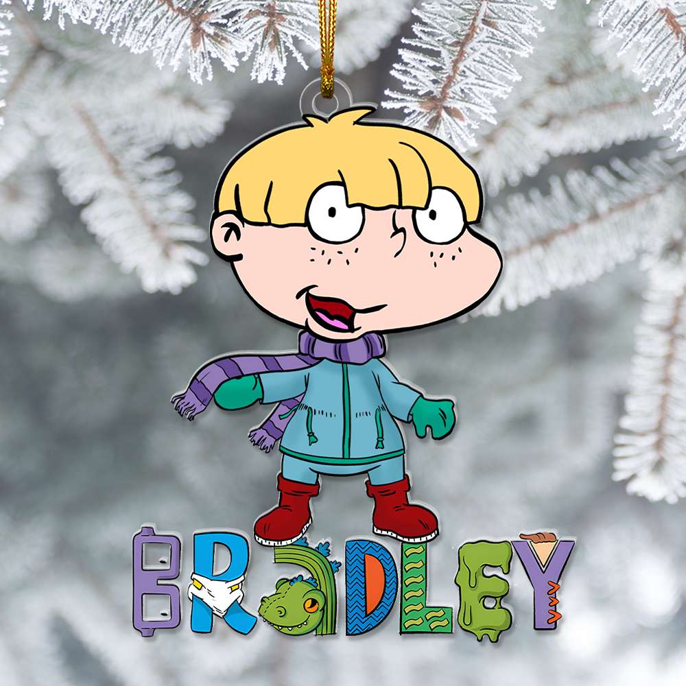 Custom Cartoon Kid Ornament - Personalized Name Art Gift Ornament PopCulturePrints