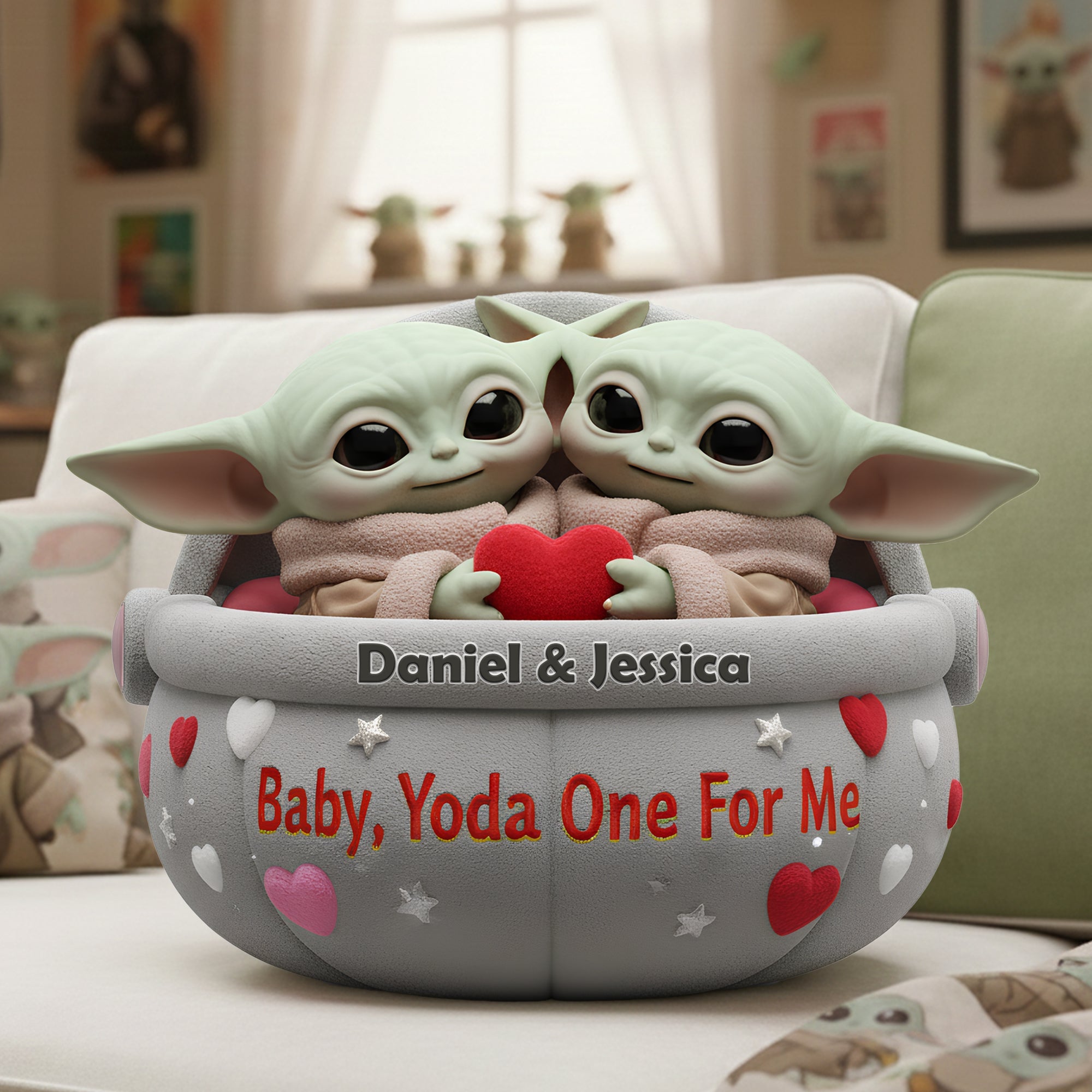 "Yoda One for Me!" - Personalized Couple Pillow, Cute Gift for Star Wars Fans Pillow PopCulturePrints