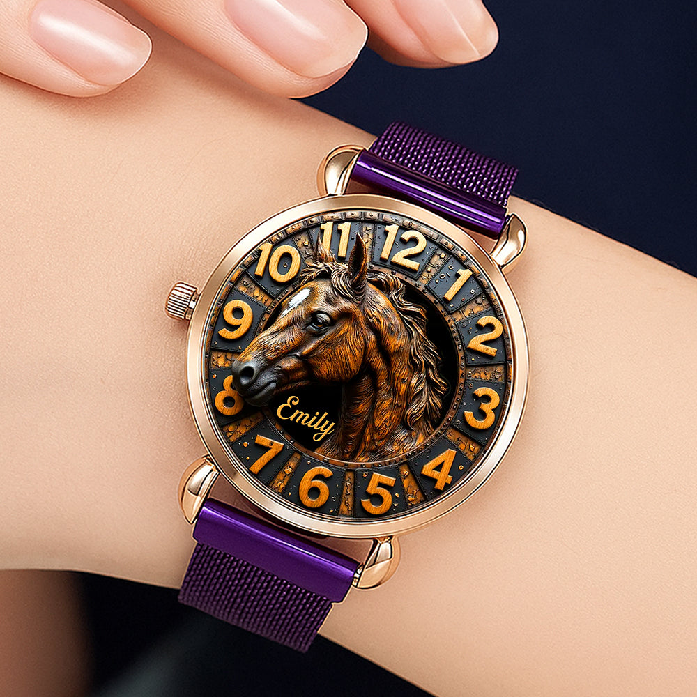 Time to Shine: Personalized Quartz Watch for Horse Lovers Quartz Watch PopCulturePrints