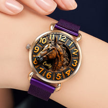 Load image into Gallery viewer, Time to Shine: Personalized Quartz Watch for Horse Lovers Quartz Watch PopCulturePrints
