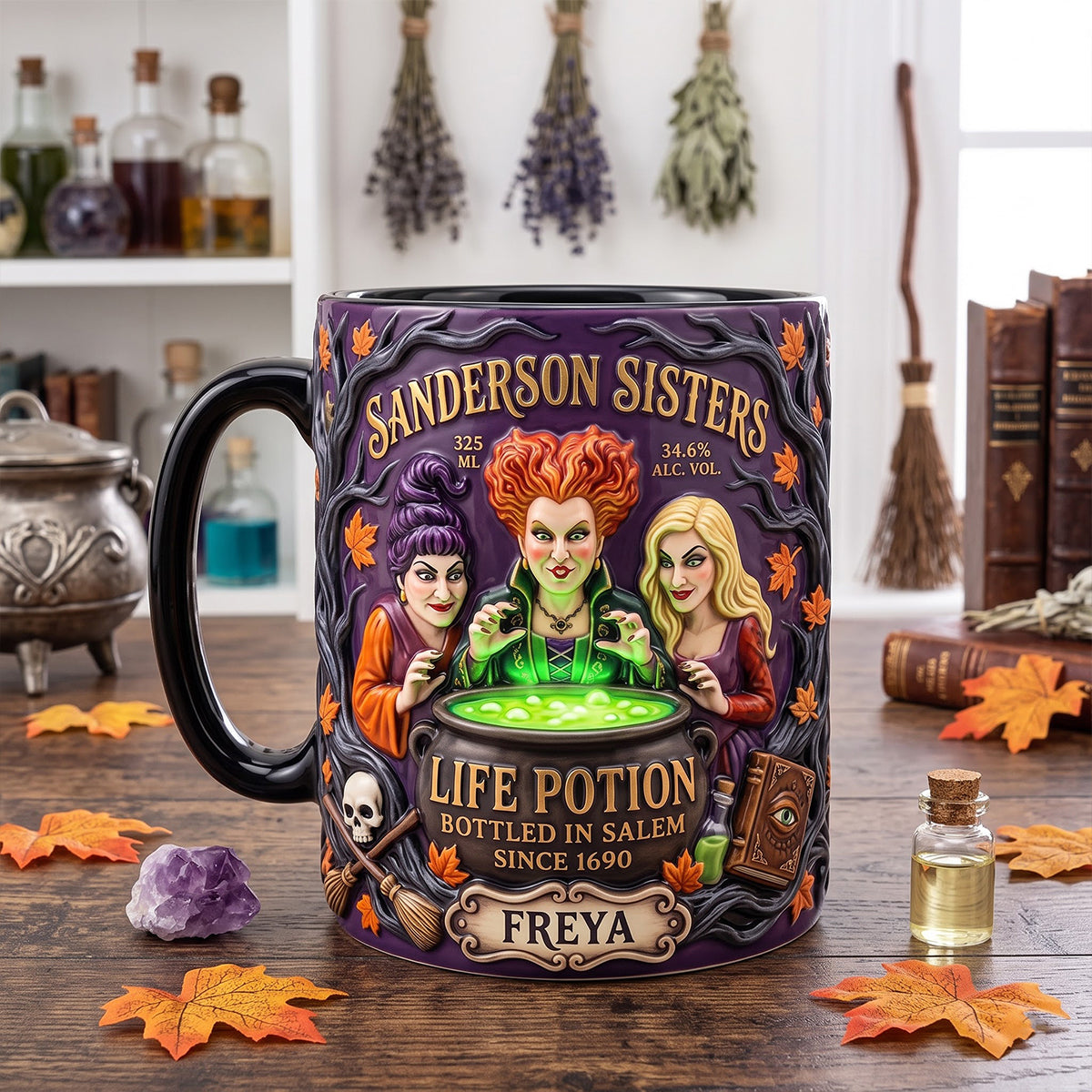 “Brew Your Own Magic!” - Personalized Macabre Spell Sisters Brew House Magic Mug - Custom Gift for Fiction Lovers, Friends & Family