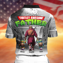 Load image into Gallery viewer, Personalized &#39;Turtley Awesome Father&#39; 3D Polo Shirt Polo Shirts PopCulturePrints
