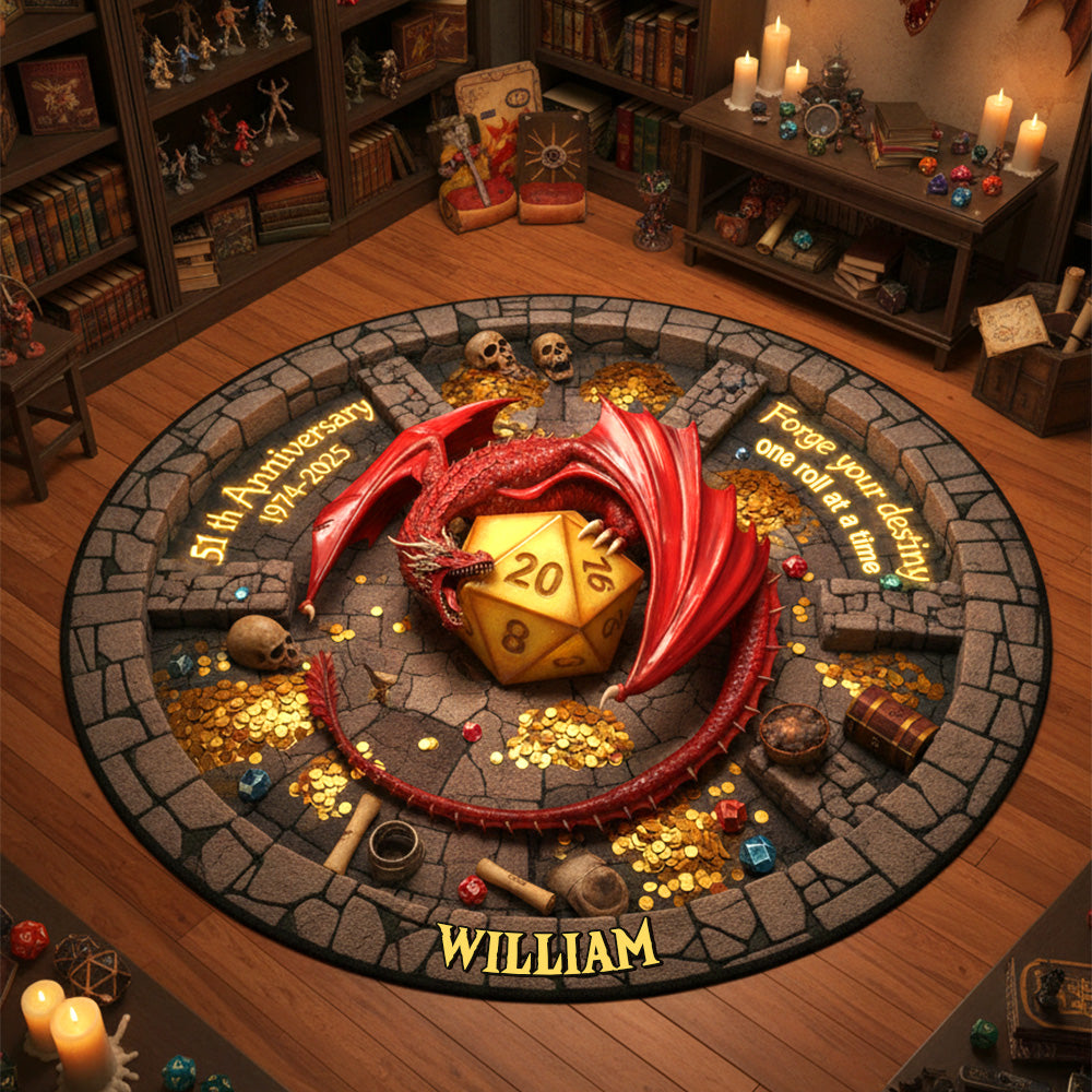Forge Your Destiny - Personalized Role Play Anniversary Gift for Game Lovers - Quilted Round Mat Doormat PopCulturePrints