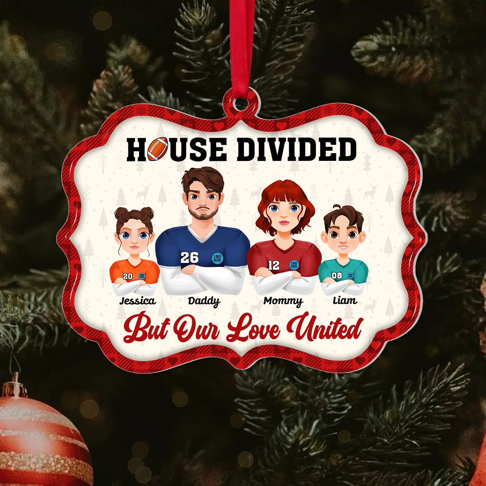 Personalized Football Family Christmas Ornament - House Divided, Love United Ornament PopCulturePrints