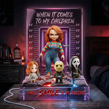 Load image into Gallery viewer, "When It Comes To My Children, I Will Smile In My Mugshot" - Fun Crime Mom Acrylic Light Box - Personalized Gift for Moms and Grandmas Light Box PopCulturePrints
