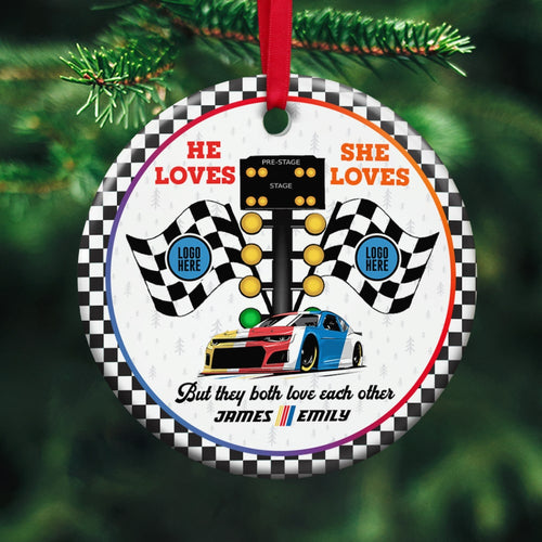 Custom Racing Fans Couple Christmas Ornament | Memorable Valentine's Day Gifts Ornament PopCulturePrints