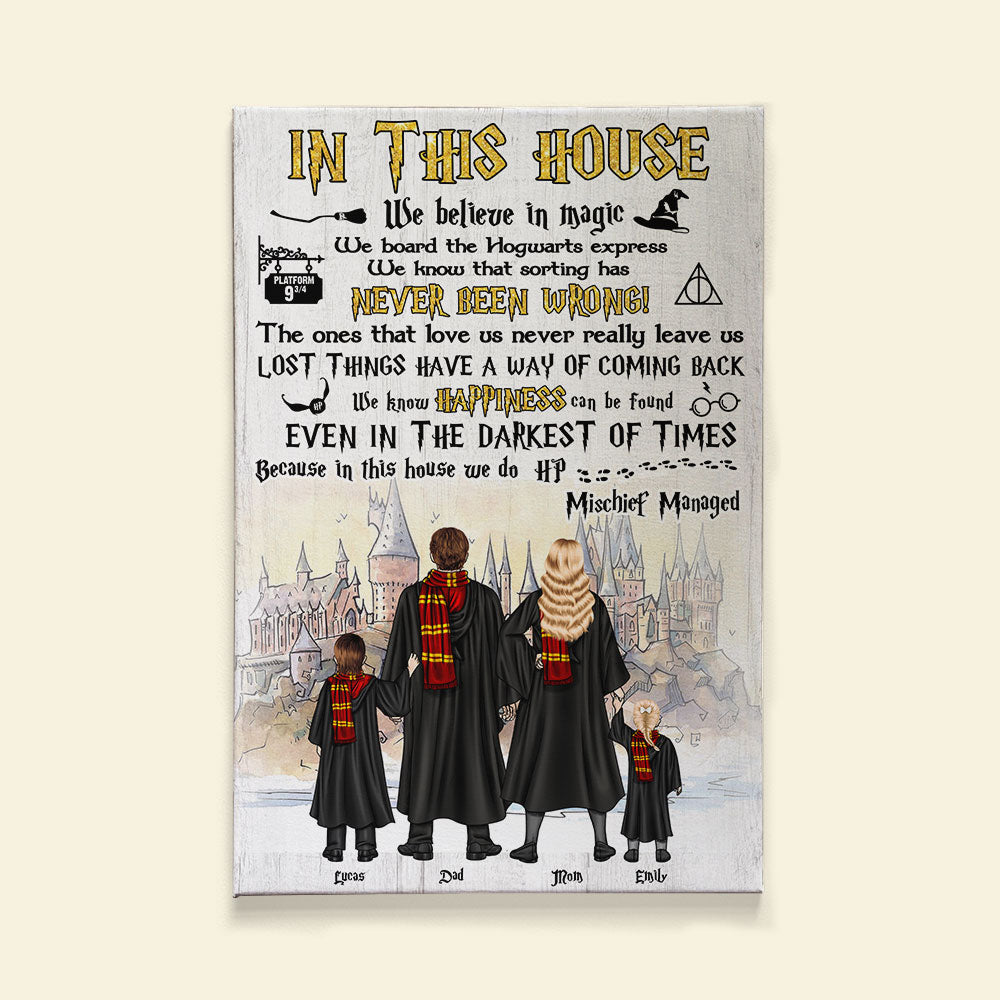 Personalized Harry Potter Family Print - In This House We Believe in Magic