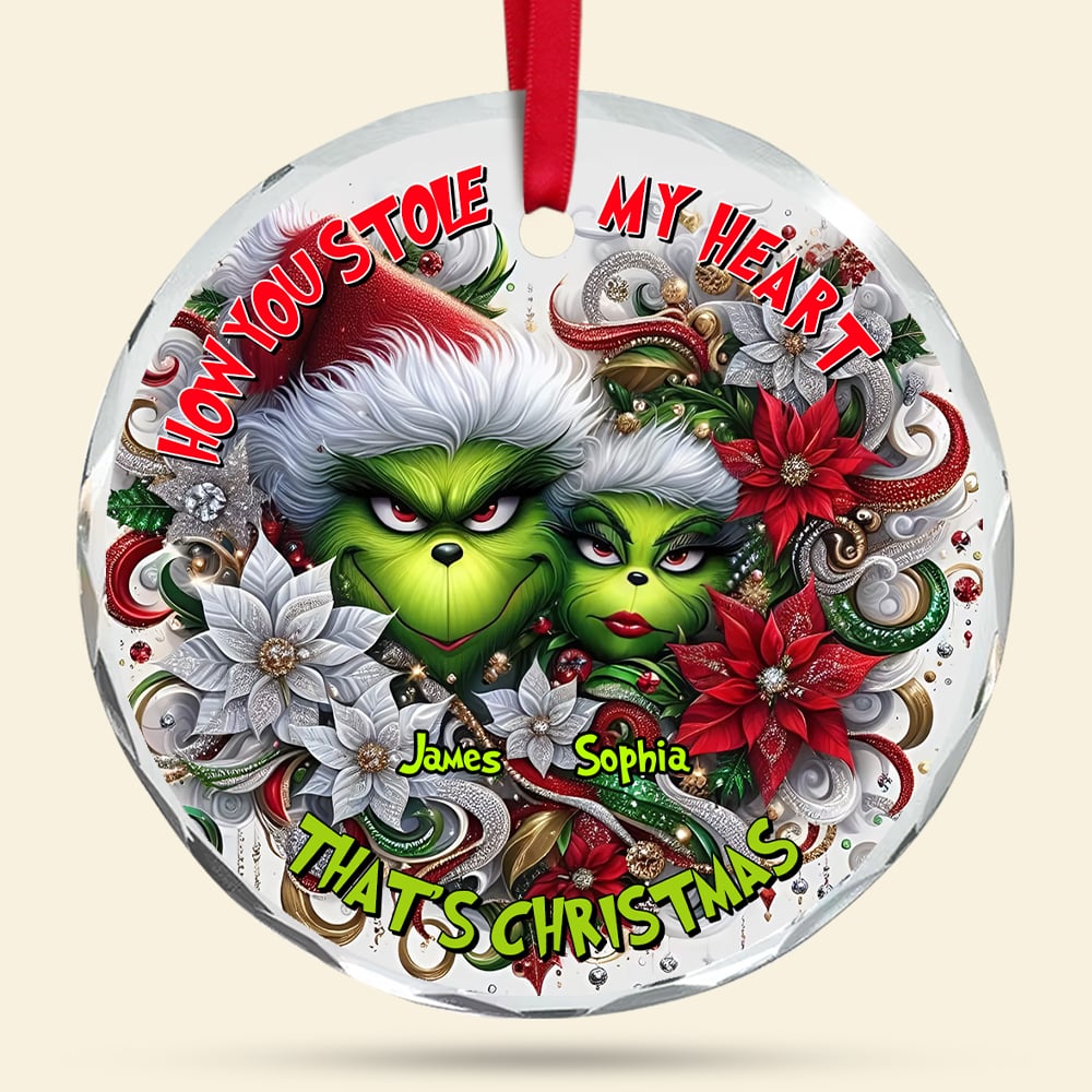 Personalized Grinch Christmas Ornament for Couples - Valentine's Day Gifts Ornament PopCulturePrints