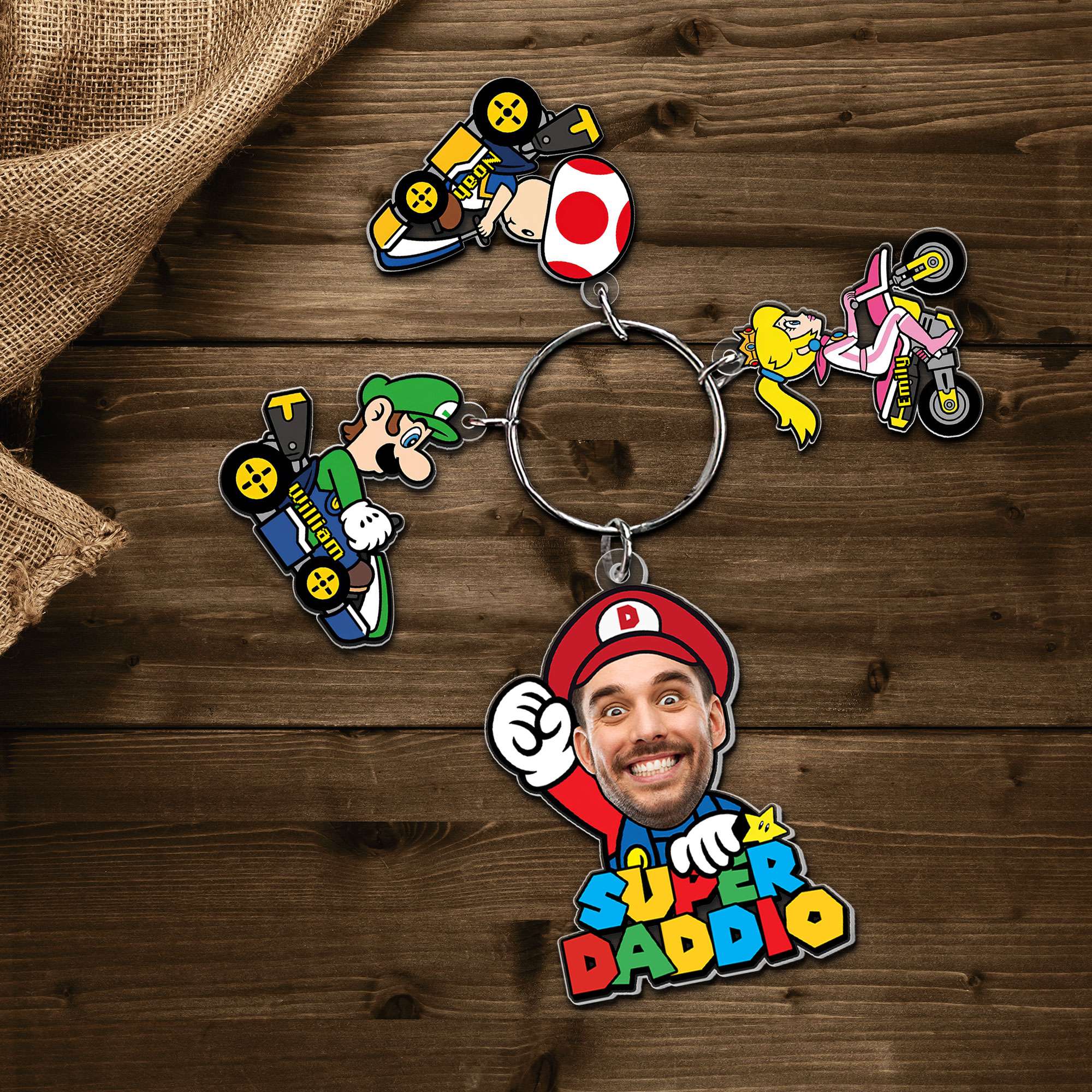 Super Dad Personalized Keychain - Fun Gaming Characters Keychains PopCulturePrints