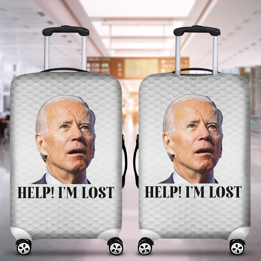 Biden 'Help! I'm Lost' Luggage Cover - Funny Travel Accessory