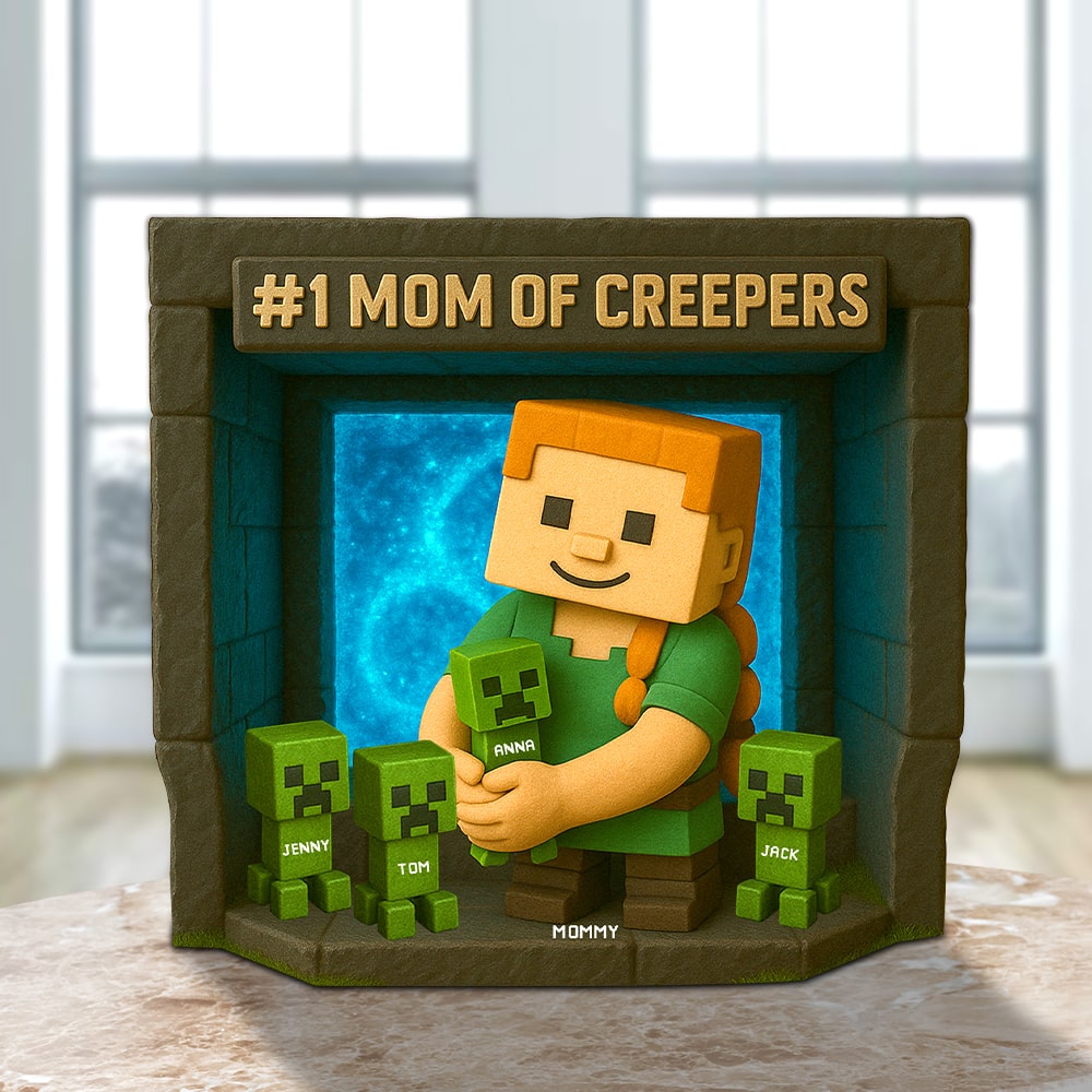 #1 Mom of Creepers - Personalized Minecraft Mom Plaque - Gift for Mom, Grandma, and Gamers Shaped Plaques PopCulturePrints