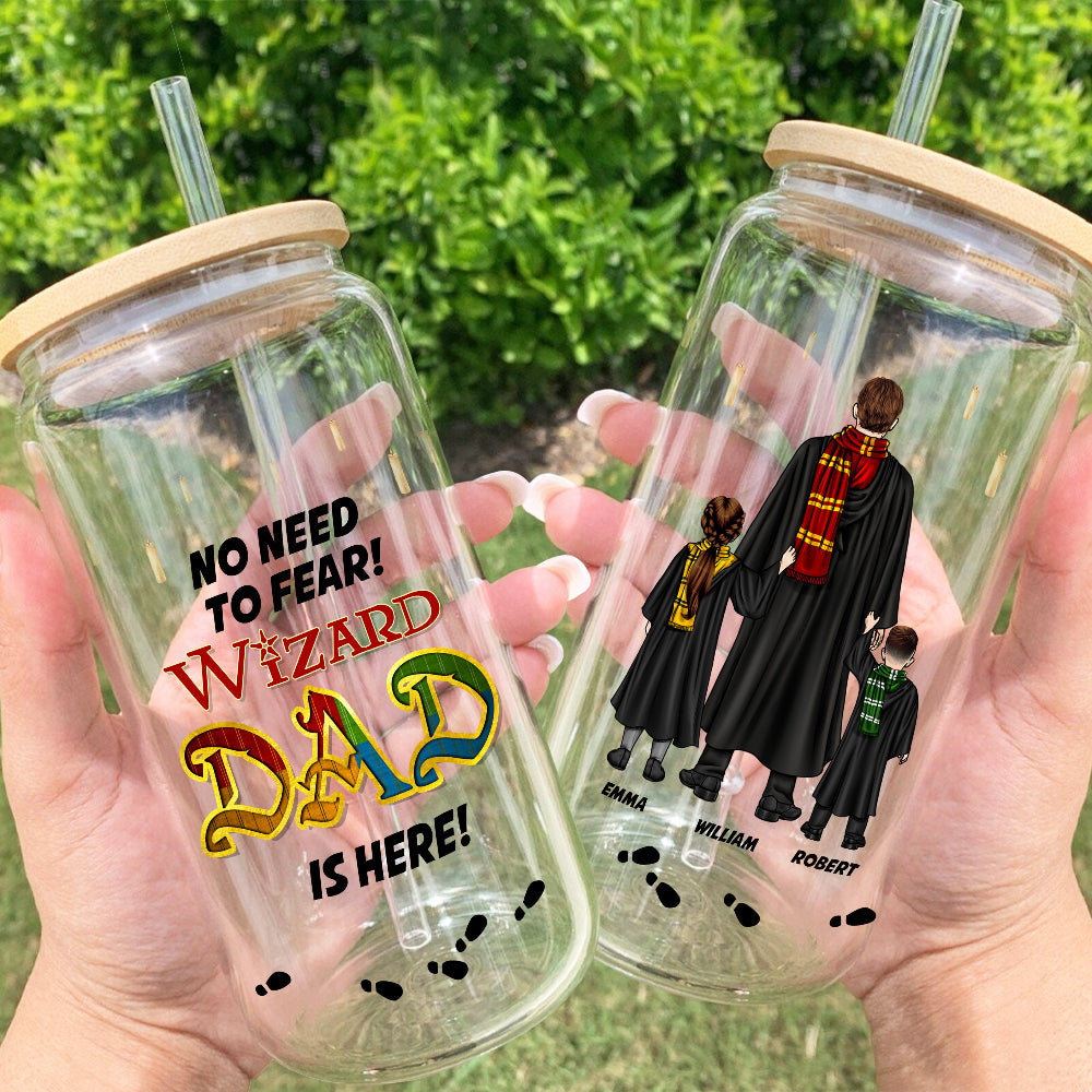 Personalized Wizard Dad Glass Can - Magic Family Gift