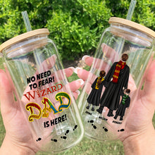 Load image into Gallery viewer, Personalized Wizard Dad Glass Can - Magic Family Gift
