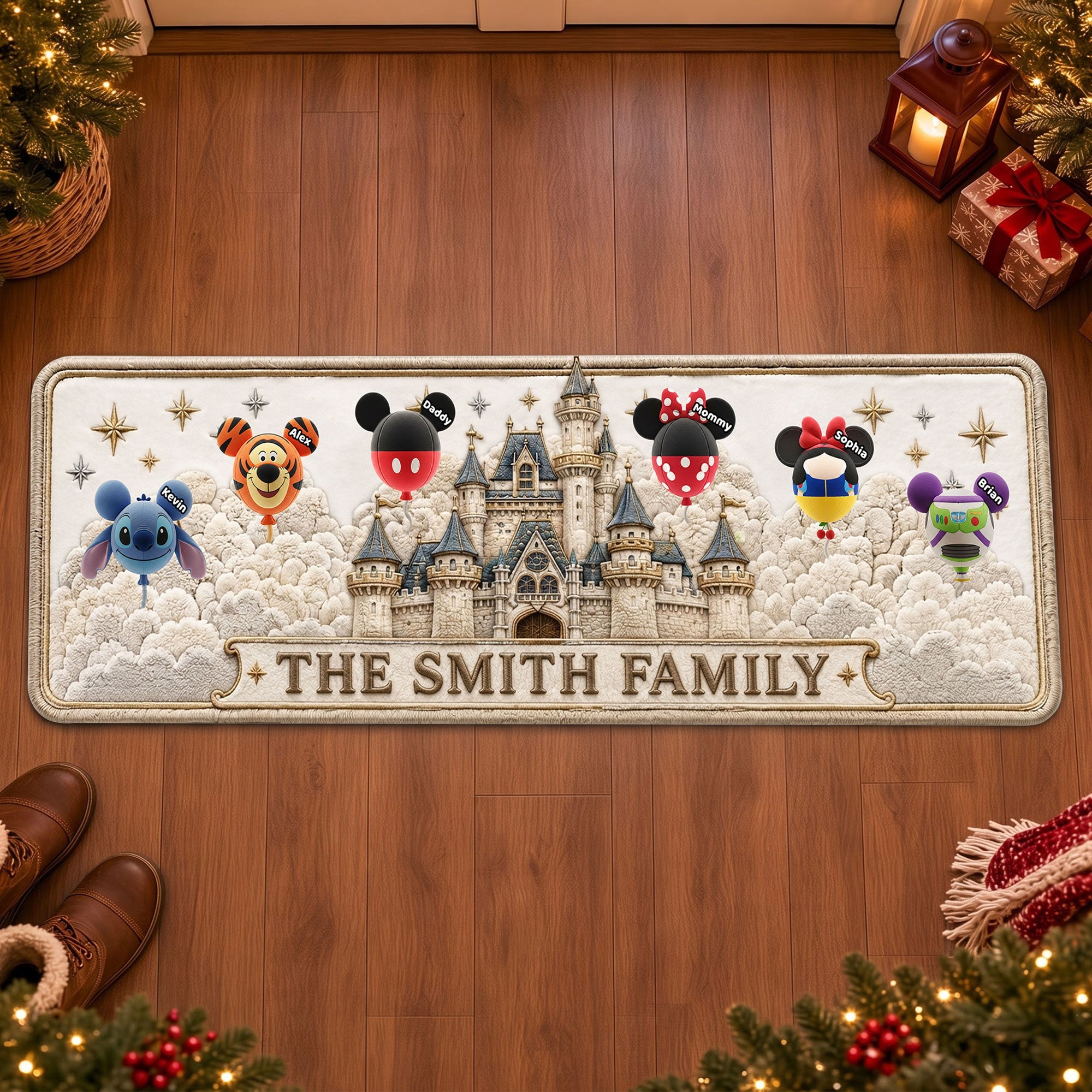 Create Magical Moments with Our Personalized Christmas Character Bubble Runner Rug - Custom Gift for Family and Friends