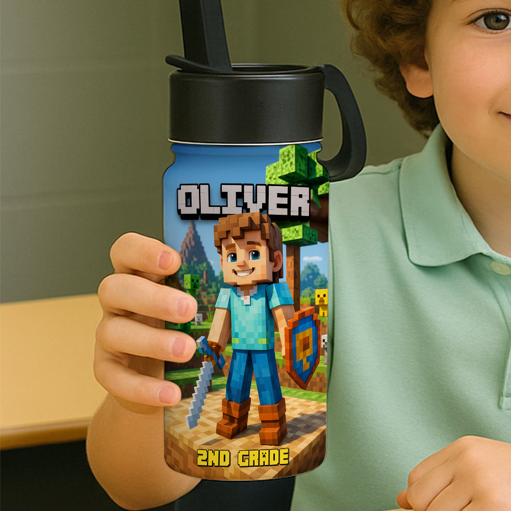 "Unleash Your Inner Hero!" - Personalized Pixel Adventure Kid Tumbler - Custom Gift for Boys and Girls Tumbler Cup PopCulturePrints