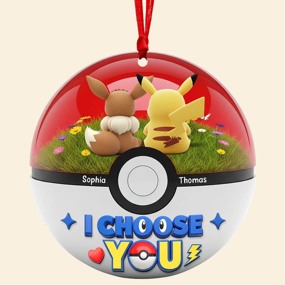 I Choose You - Personalized Cartoon Couple Christmas Ornament Ornament PopCulturePrints