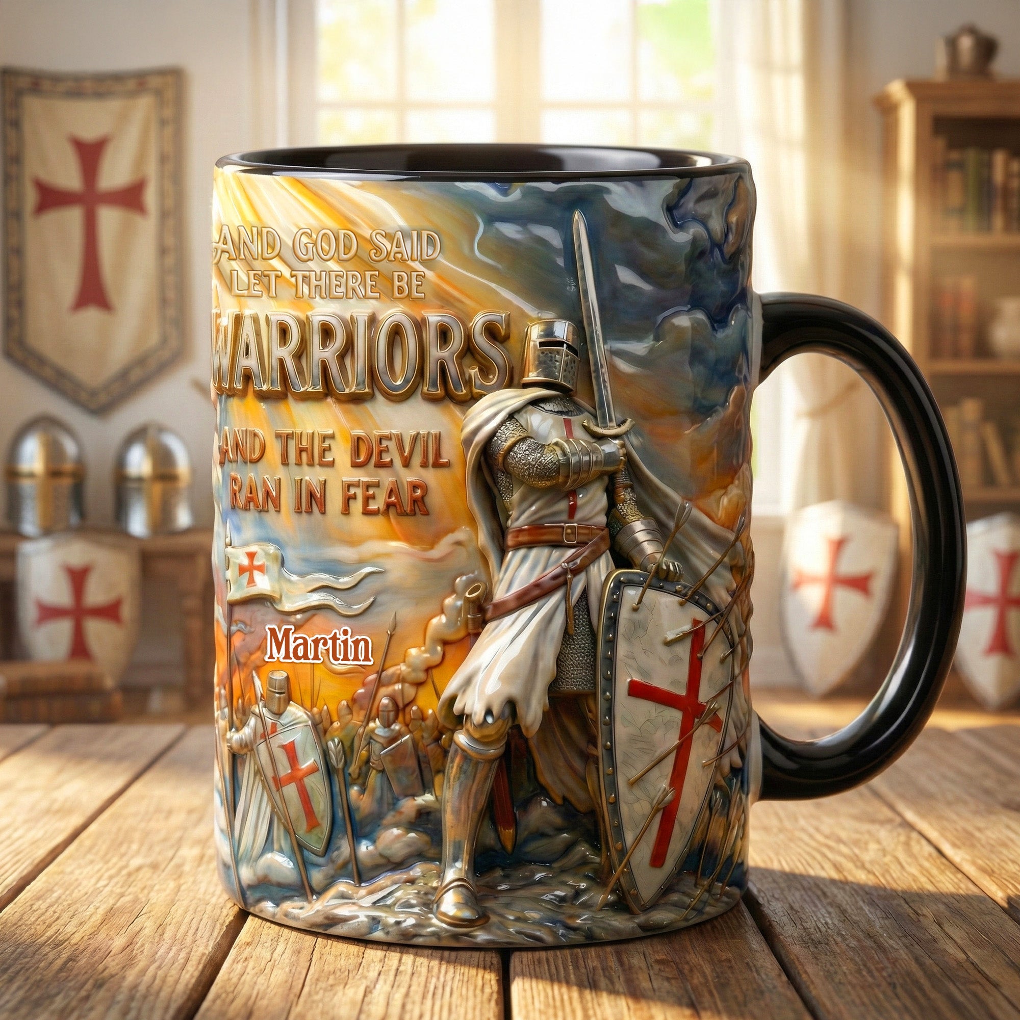 “Let There Be Warriors” - Triumphant Templar Knight Accent Mug - Personalized Gifts for Christians Coffee Mug PopCulturePrints