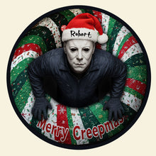 Load image into Gallery viewer, &quot;Embrace the Horror: Personalized Christmas Quilted Round Mat - Perfect Gift for Movie Fans and Friends&quot; Doormat PopCulturePrints

