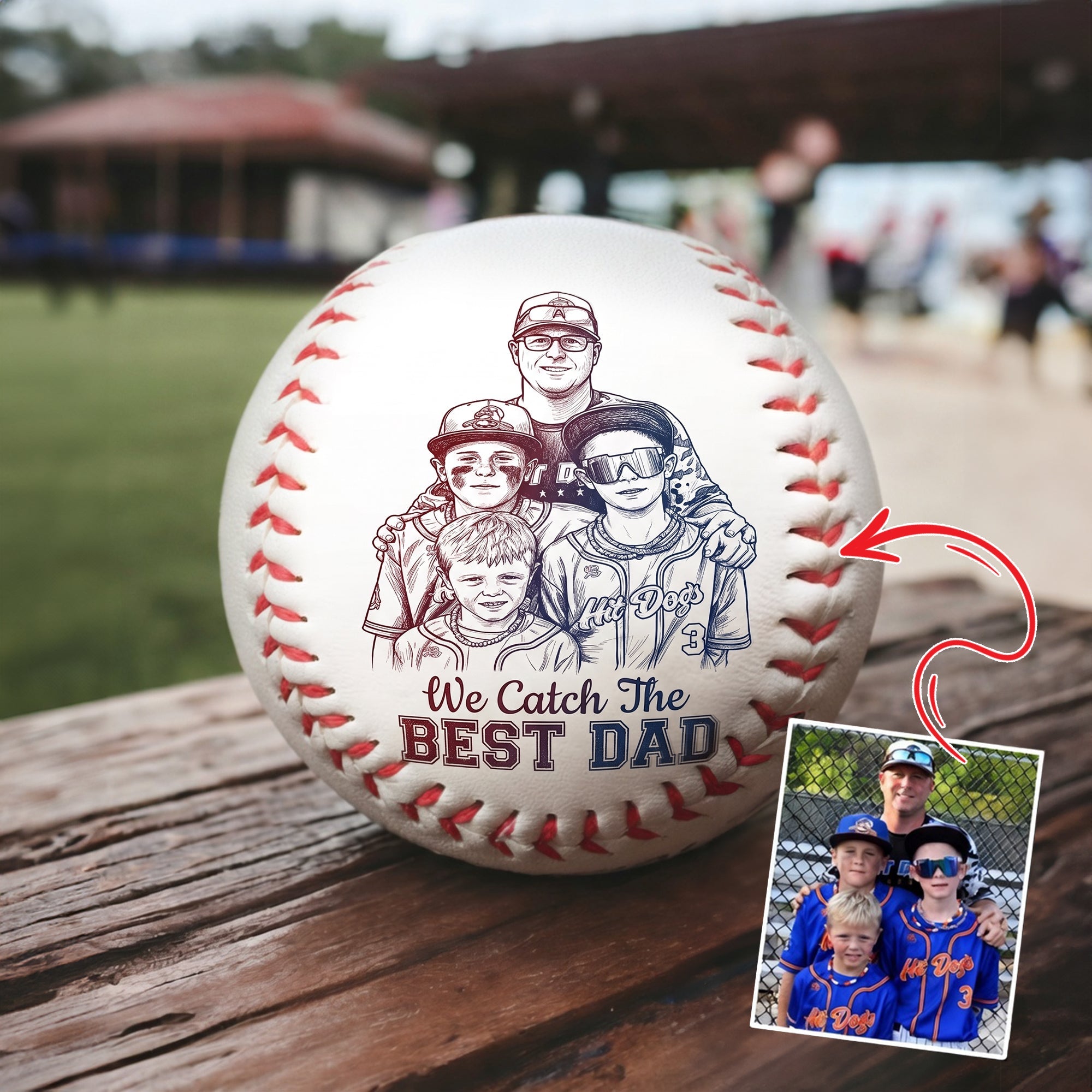 "A Hero's Gift for Dad - Shadow Dad and Kids Acrylic Plaque - Personalized Gifts for Dad" Baseball PopCulturePrints