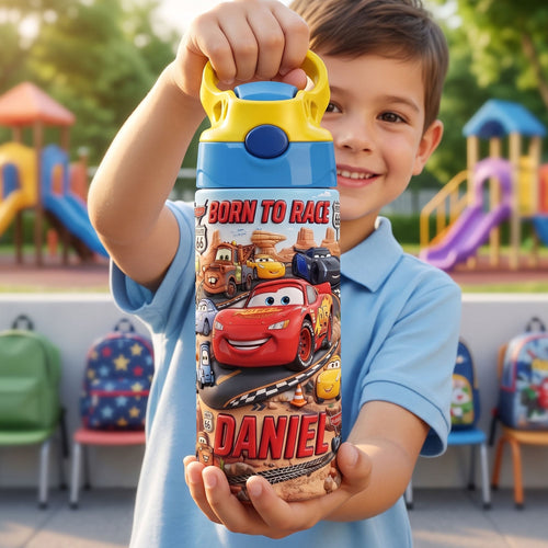 Born To Race - Personalized 12oz Kid Tumbler for Back To School Tumbler Cup PopCulturePrints