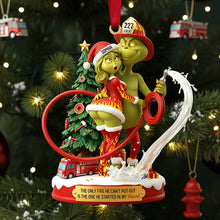 Load image into Gallery viewer, The Only Fire He Can&#39;t Put Out - Funny Firefighter Green Monster Personalized Christmas Ornament for Couples Ornament PopCulturePrints
