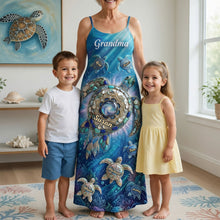 Load image into Gallery viewer, ‘A Grandma’s Love is Forever’ - Turtle Grandma And Kids Maxi Dress - Personalized Gift for Grandma, Mom, Grandmother Dress PopCulturePrints
