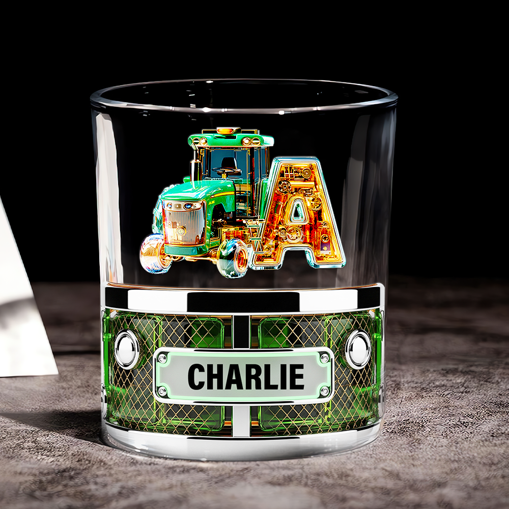 "Personalized Rustic Tractor Glass – Ideal Gift for Tractor Enthusiasts!" Whiskey Glass PopCulturePrints