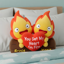Load image into Gallery viewer, You Set My Heart On Fire - Custom Flame Couple Pillow Pillow PopCulturePrints
