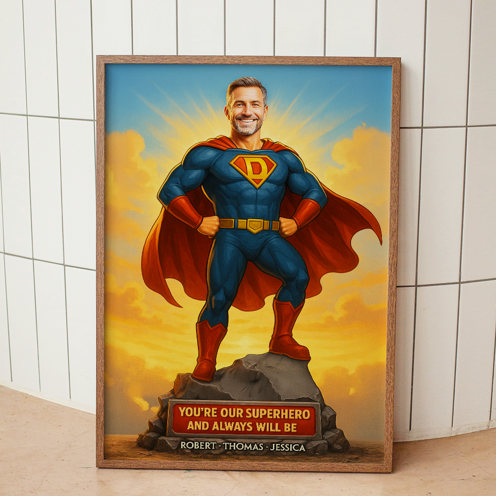 You're Our Superhero - Super Dad Canvas Print - Personalized Gift for Dad & Grandpa Poster & Canvas PopCulturePrints