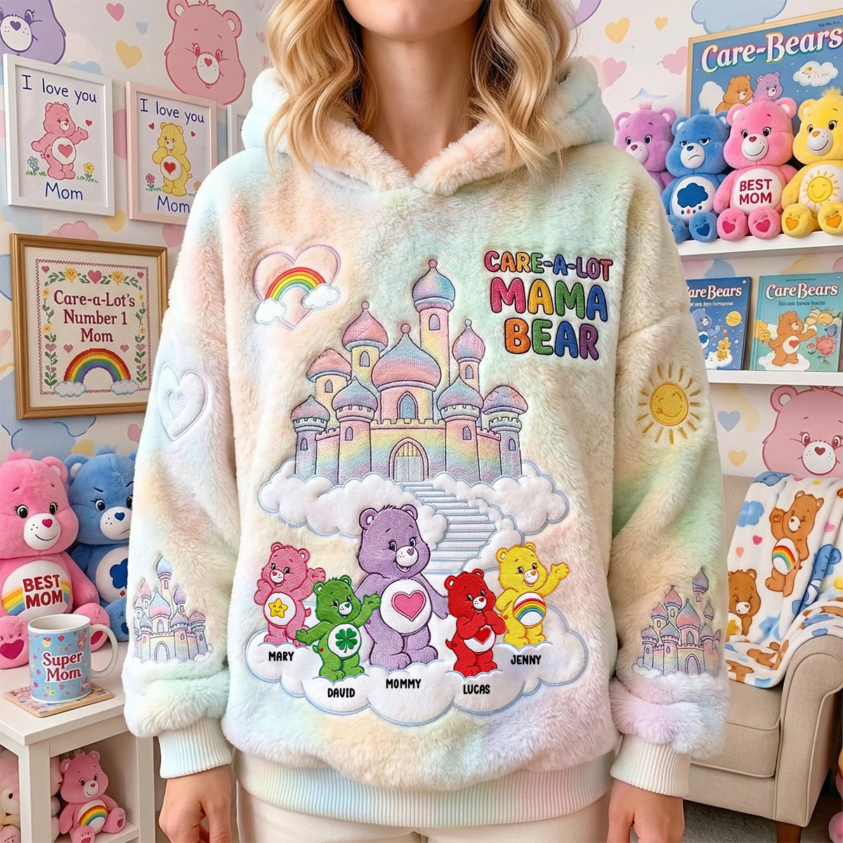 "Spread Love with Every Stitch" - Personalized Rainbow Of Happiness Hoodie - Gift for Mom, Grandma, and Special Women AOP Products PopCulturePrints