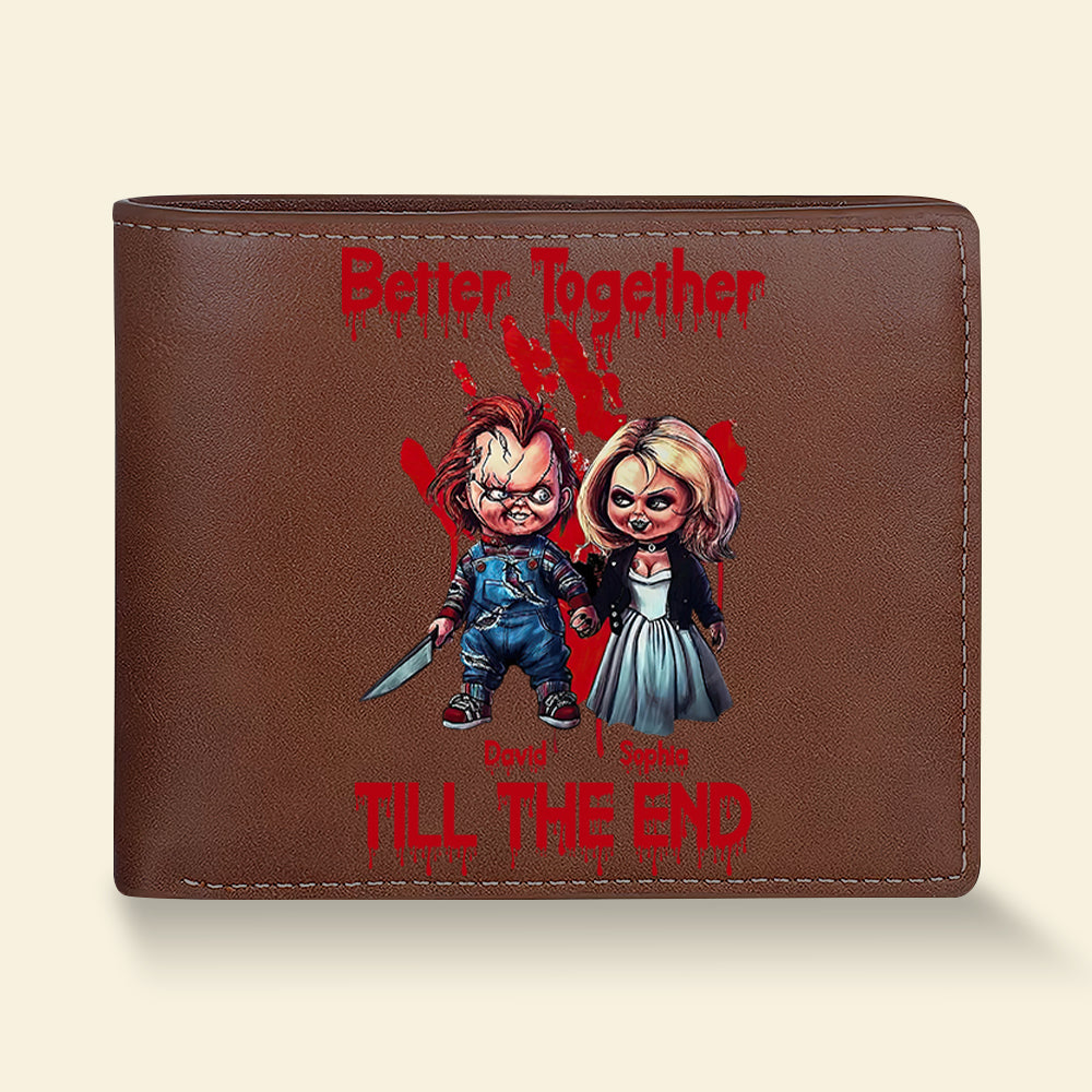 Personalized Horror Couple PU Leather Wallet - Better Together Till the End Leather Wallet PopCulturePrints