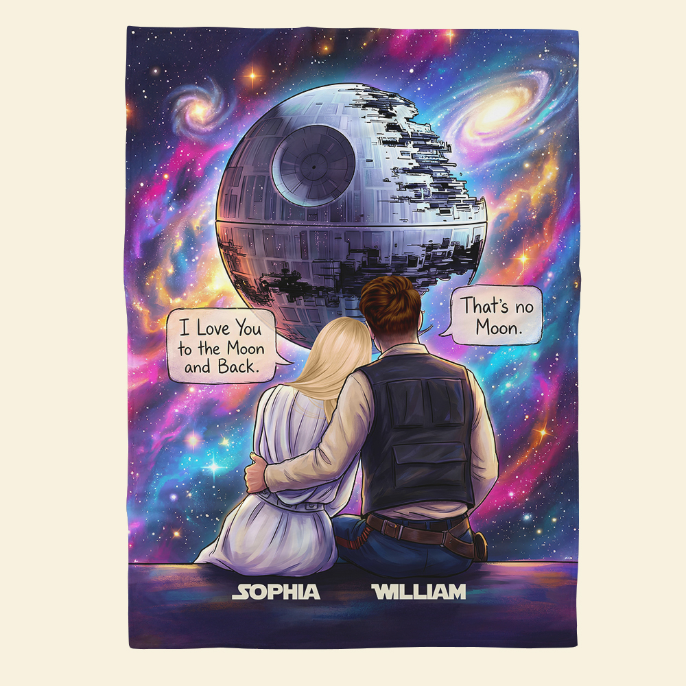 Love You to the Moon and Back - Cosmic Couple Blanket Personalized Blanket PopCulturePrints