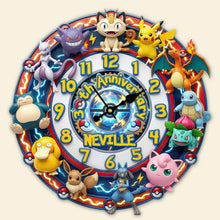 Load image into Gallery viewer, “Time Flies with Pokémon!” - Adventure Hanging Wall Clock, Personalized Gift for Fans of All Ages Hanging Wall Clock PopCulturePrints
