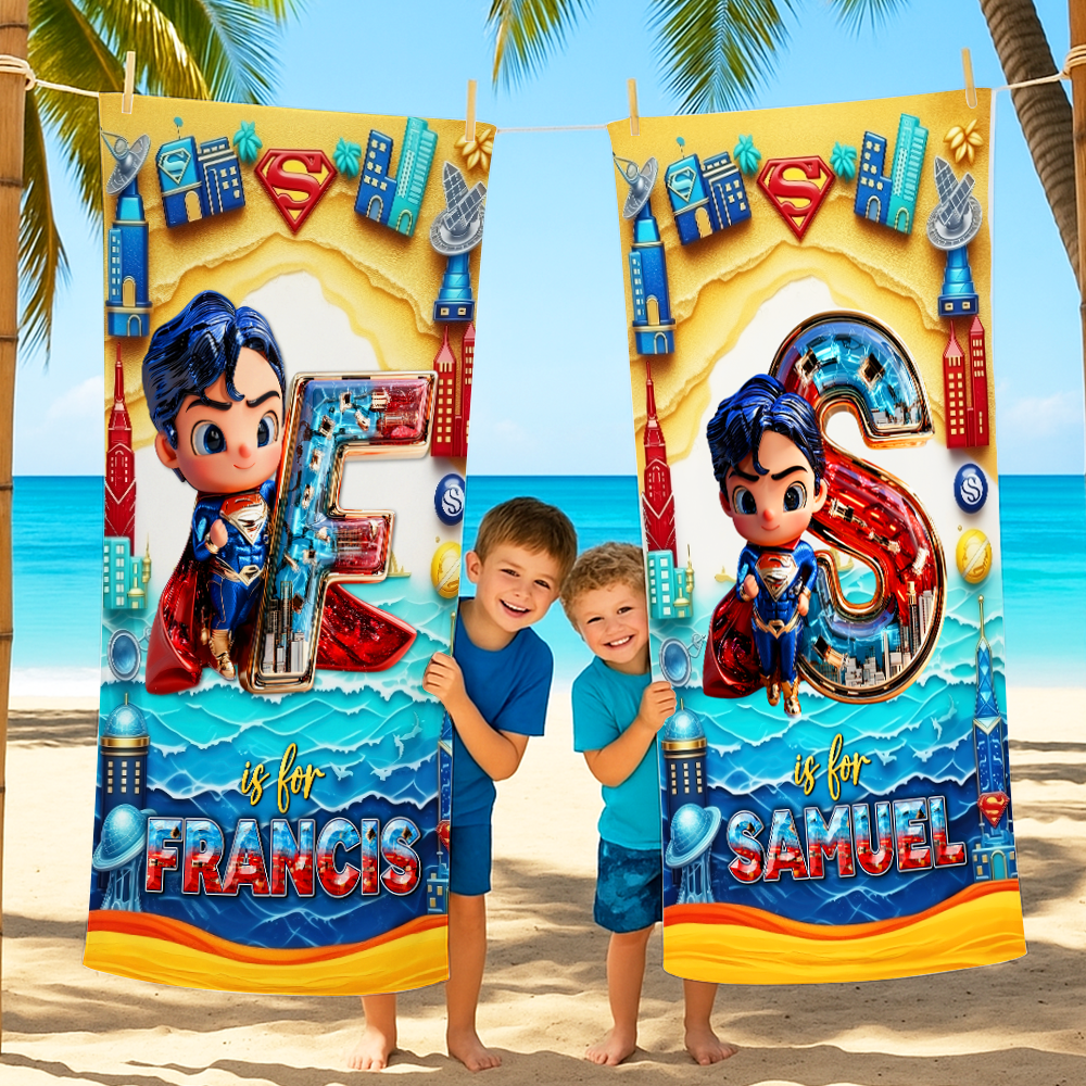 Superhero Style Personalized Beach Towel - Perfect Gift for Kids Beach Towel PopCulturePrints