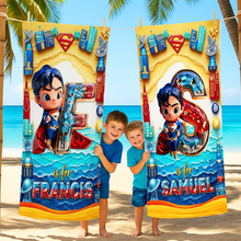Load image into Gallery viewer, Superhero Style Personalized Beach Towel - Perfect Gift for Kids Beach Towel PopCulturePrints
