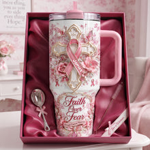 Load image into Gallery viewer, Faith Over Fear - Personalized 40oz Tumbler for Breast Cancer Warriors
