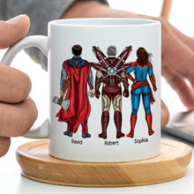 Load image into Gallery viewer, Personalized Superhero Dad Coffee Mug - Custom Names Coffee Mug PopCulturePrints
