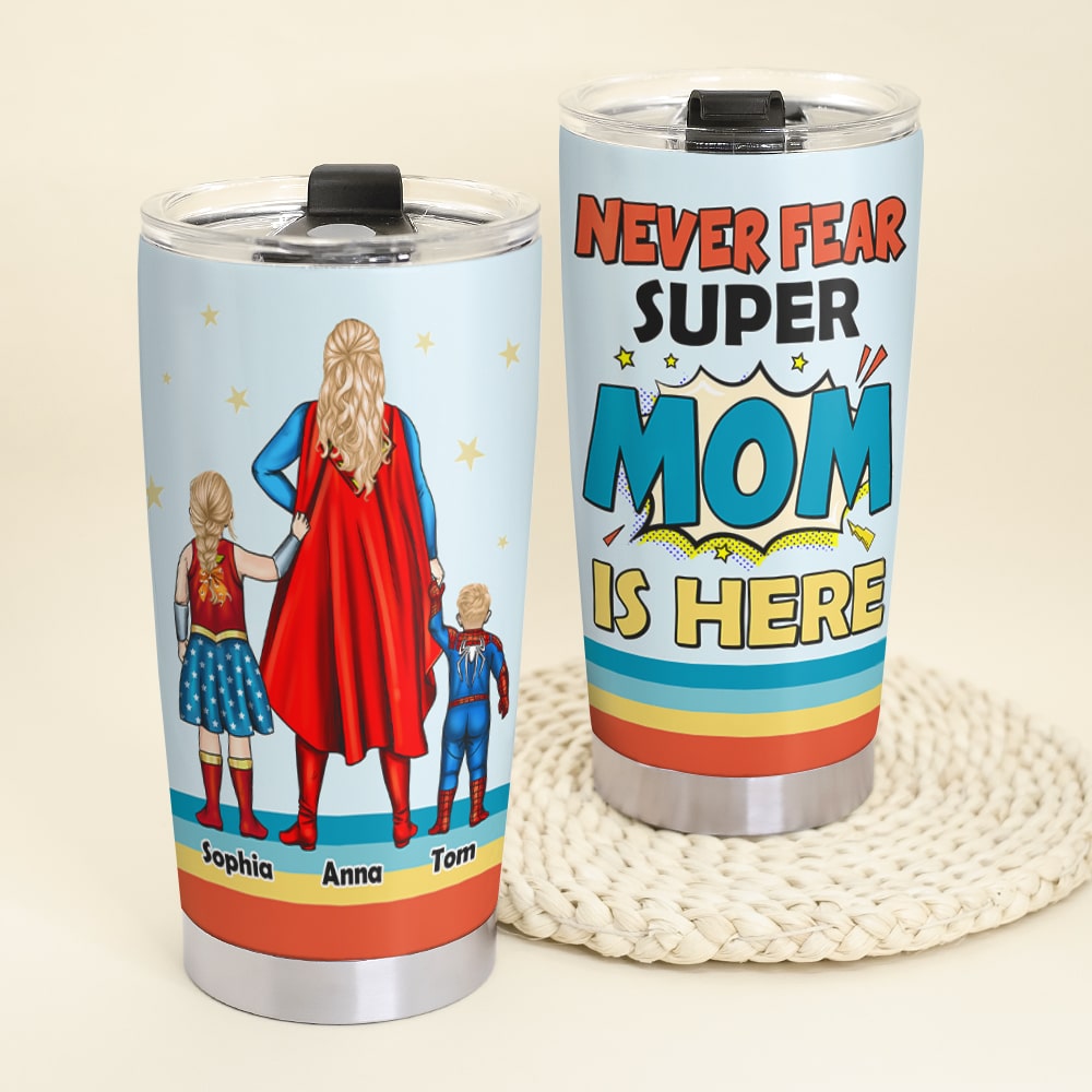Super Mom Personalized Tumbler - Customizable for Mother's Day Tumbler Cup PopCulturePrints