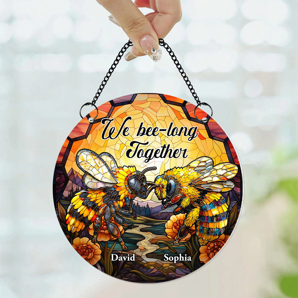 Personalized 'Bee-long Together' Suncatcher Ornament for Couples