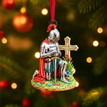 Load image into Gallery viewer, &quot;Noble Path of Faith - Personalized Kneeing Knight Ornament&quot; - Custom Gifts for Christians, Perfect for Any Occasion Ornament PopCulturePrints
