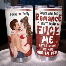 Load image into Gallery viewer, Personalized Couple Tumbler - Roses Are Red Romance Isn&#39;t Dead Tumbler Cup PopCulturePrints
