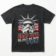 Load image into Gallery viewer, “May the July 4th Be July Be with You” - Personalized Patriotic Freedom Celebration Gift Washed Shirt
