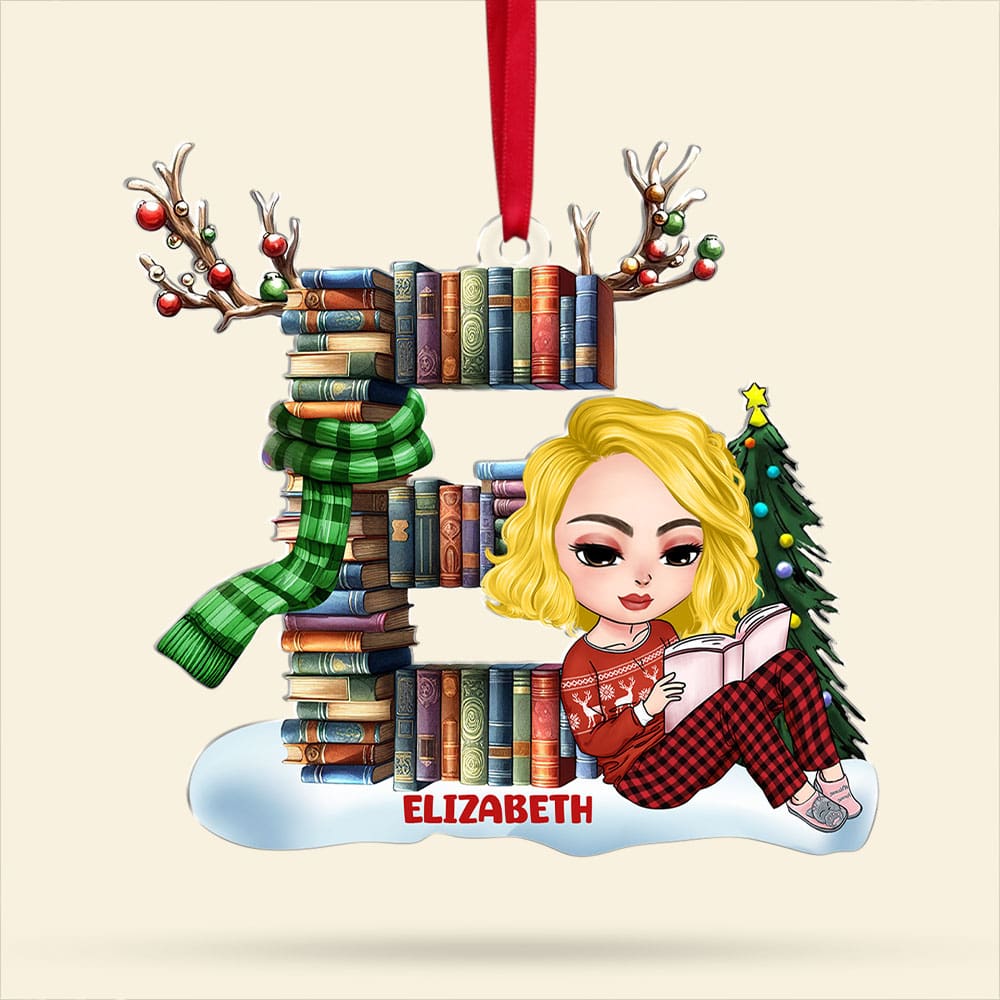 Personalized Alphabet Book Lover Christmas Ornament Ornament PopCulturePrints